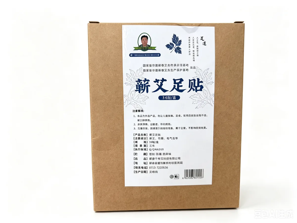 艾草足贴艾叶贴足部男女通用36贴/盒装家用湖北蕲艾厂家批发